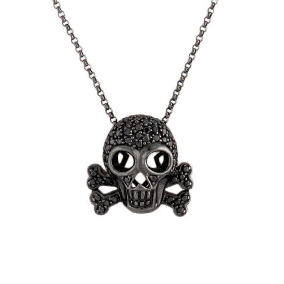 Black Diamond Skull Necklace - Picture 4 of 4